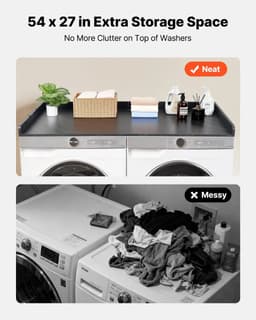 Lifero Wasdroger Werkblad - Aanrecht Wasruimte - Wasmachine Organiseren - Ombouwmeubel Zwart Marmerlook - Afdekplaat Ombouw Droger — thumbnail 4