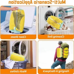 Dikke Wasmachine Tas voor Ondergoed, Herbruikbare Waszak, Bescherming voor Schoenen en Sokken met Rits, Geel — thumbnail 2
