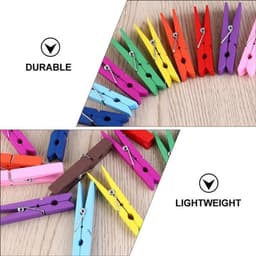 Wasknijpers 7,4 cm Hout 40 Stuks Gemengde Kleur - Sterke Metalen Veren - Dagelijks Gebruik - Knutselen en Beschilderen — thumbnail 4