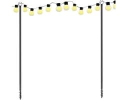 Solidchoice - Lichtkettingstangen voor Buiten - 2,4 m Metalen Stangen voor Tuin- en Terrasverlichting