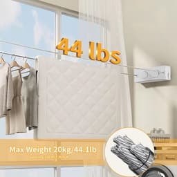 Retractable Clothesline, Indoor Clothesline, Double Line, Invisible Clothes Line Made of Stainless Steel, Adjustable - ShopVlot — thumbnail 4