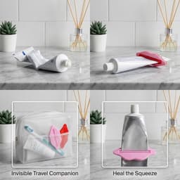 Tubeknijpers set 8 stuks - kunststof - nude roze en rood - efficiënt gebruik voor tubes - ShopVlot — thumbnail 2