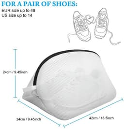 Flintronic Schoenwaszak, 4 stuks herbruikbare netschoenen, waszak met ritssluiting, voor schoenen, wasmachine, schoenentas, voor sneakers, sokken, beha's — thumbnail 2