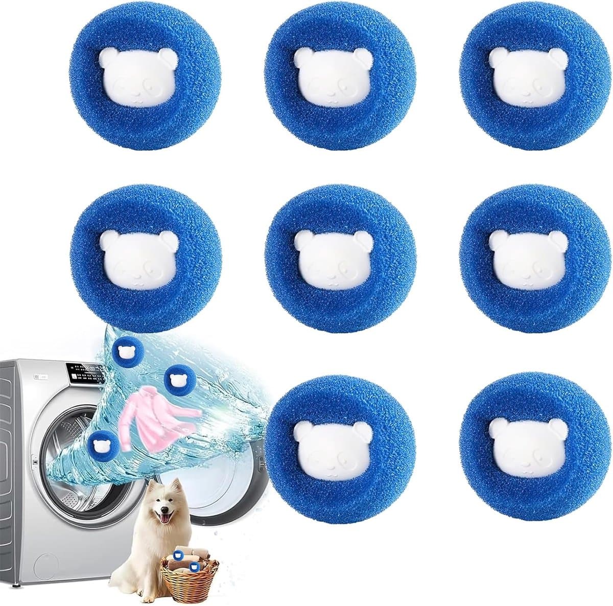 Dierenhaarverwijderaar 8 stuks - Herbruikbare pluisballen - Veilig voor wasmachine - ShopVlot — afbeelding 1