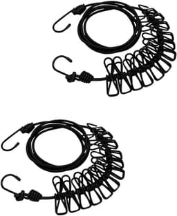 Draagbare en Uitschuifbare Kledinglijn voor Kamperen, Reizen en Buitengebruik, 2 Stuks, 185 cm met Clips — thumbnail 1