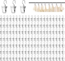 SnelShoppen - 150pcs Gordijnhaak Clips met S Haken en Metalen Klemmen | Lichtgewicht RVS Clips voor Raam- en Douchegordijnen, Decoratieve Stoffen — thumbnail 1