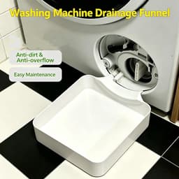 Lekbak wasmachine - set 3 stuks（Waterbak + universele geleideschoep + moer）- 17,8 ×17,8 x 5cm - Lekbak voor Wasmachine en Vaatwasser - Vloerbescherming tegen waterschade - universele - wateropvangbak voor kelder, woning, camper - wit — thumbnail 4