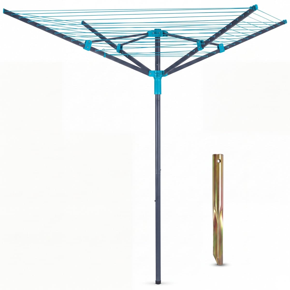 Vonia Droogmolen - Droogrek - Droogmolen met Grondanker - 45 meter Drooglengte - Grijs/Turquoise — afbeelding 1
