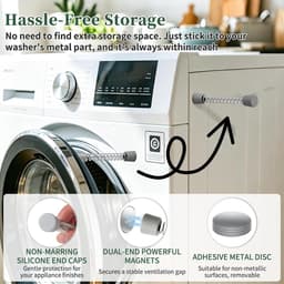 Magnetische deurbeugel voor wasmachine - 2 Stuks - Universele - Wasmachine Deuropener - Voorlader Wasmachine Deur Prop - Voorkomt Schimmel & Geurtjes - Voor Wasmachine Drogen Wasmachine - Zwart — thumbnail 2