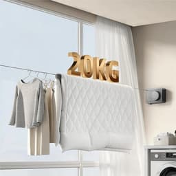 Intrekbare Waslijn - Wand Waslijn - Kleding Drogen - Ruimtebesparend Ontwerp - Verstelbare Lengte - Wit — thumbnail 2