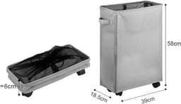 Wasmand met Handvatten - 4 Wielen - Stevige 600D Oxford Stof - Organiser Tas voor Diverse Items in Huis en Kantoor - Donkergrijs — thumbnail 2