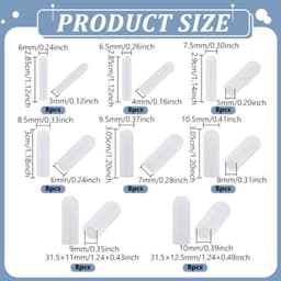 64-delige ritshoezensets voor wasgoed, 8 maten doorzichtige ritsschuiversbeschermers voor wasmachine, droger, kleding, jassen, jeans en tassen, binnendiameter: 3-10 mm — thumbnail 3