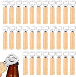 30 stuks houten flesopeners, flesopener met houten handvat, cadeau voor mannen en bierliefhebbers — thumbnail 1