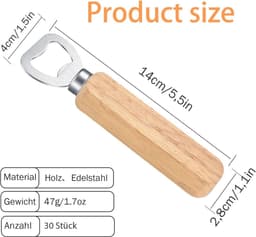 30 stuks houten flesopeners, flesopener met houten handvat, cadeau voor mannen en bierliefhebbers — thumbnail 5