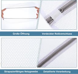 3 stuks wasnet, groot, herbruikbaar, wasnet voor wasmachine, grote waszak, wasmachine met ritssluiting, voor overhemden, truien, mantels, broeken (XL 50 x 60 cm, XXL 60 x 80 cm, XXXL 90 x 110 — thumbnail 2