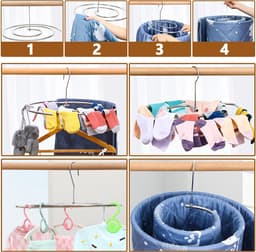 2-stuks Spiraalvormig droogrek voor quilts - Droogrek van roestvrij staal - Spiraalvormige kledinghanger - Droogt kleding snel en neemt weinig ruimte in beslag - 42×15cm - Geschikt voor het drogen van dekbedden, dekens, sjaals, enz - Wit — thumbnail 3