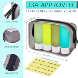Reisflessen voor toiletartikelen, 90 ml reiscontainers voor toiletartikelen, lekvrije BPA-vrije CAA goedgekeurde knijpbare siliconen buisjes reisaccessoires met etiketten groen — thumbnail 3