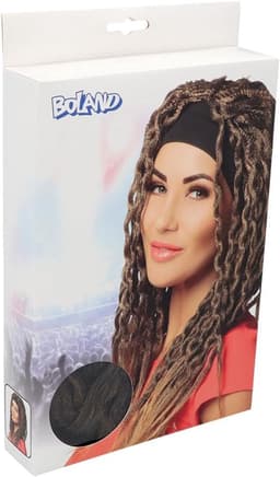 86376 - Pruik Emily met haarband, donkerbruin, rastalokken — thumbnail 3