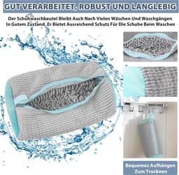 Multifunctionele Waszak voor Schoenen - Herbruikbare Waszak voor Sneakers en Schoenen in Alle Maten - Beschermt Schoenen en Wasmachine tijdens het Wassen (Grijs) — thumbnail 2
