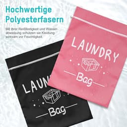 2 stuks kleine reiswaszak met ritssluiting, waterdichte waszak voor fitness, 48 x 38 cm, waterdichte waszak voor reizen, opvouwbare vuile was, wasverzamelaar (roze + zwart) — thumbnail 4