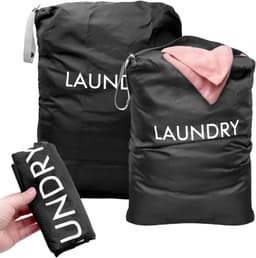SnelShoppen - 2 Stuks Waterdichte Waszakken, Vouwbare Waszak voor Vuile Kleding, 60x45cm en 55x35cm, Ideaal voor Thuis, Reis en Vakantie, Zwart — thumbnail 1