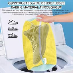 SnelShoppen - Schoen Waszak voor Wasmachine - Herbruikbare en Duurzame Schoenwaszak voor Sport- en NetSchoenen 19 x 39 cm Geel met Zachte Binnenborste — thumbnail 3