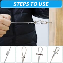 SnelShoppen - 15 m RVS Kabel 2 mm met Aluminium Sleeves, Kabelklemmen en M2 Kabel, Geïsoleerd voor Klimhulp, Waslijn, Klimplant Rope, Buiten, Tuin — thumbnail 3