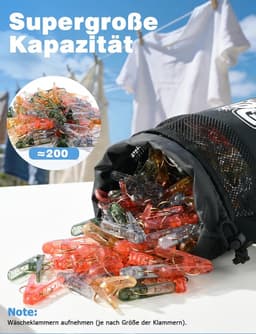 Wasknijperzak - Opberger Klemmen - Efficiënt Wassen - Verstelbare Schouderriem - Voor 200 Klemmen - Met Patroon — thumbnail 5