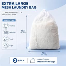 2 x Waszakken 70 x 90 cm met Trekkoord - XXL Wasnet voor Kleding, Wassen en Bescherming — thumbnail 3