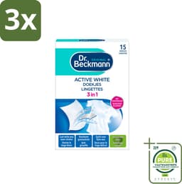 3 x Dr. Beckmann - Kleurverzorging - Active White - Witte Was - 15 Doekjes - Grootverpakking - Witte Was - Wasverzorging - Grauwsluier - Vergeling - Witmaakdoekjes — thumbnail 1
