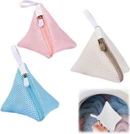 3 stuks - Waszak - Mini waszakjes - Mini Mesh Waszakken - Tas Wasnetten - Reiswaszak - Waszak Wasmachine - BH-waszakje - met rits - huishoudelijke artikelen - voor bh's, ondergoed, sokken en kleine accessoires - 12*12 cm - roze, blauw, beige — thumbnail 1