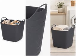 Excellent Houseware Flexibele emmer - zwart - 15 liter - kunststof - vierkant - 37 x 30 cm — thumbnail 3