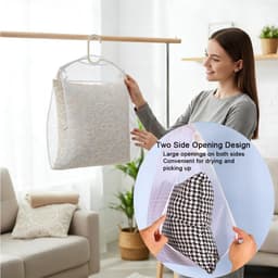 4 stuks Droognetten - Kussendroogzak - Ophangnet voor knuffels - Opbergtas voor sierkussens - Ophangtas voor kledingkastorganizer - Schoenendroognet - Voor schoenen, kleding, kussens, knuffels (wit - diverse maten) — thumbnail 3