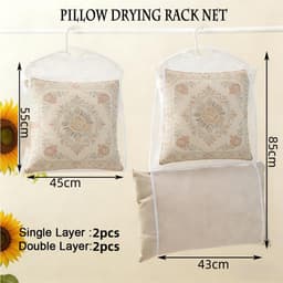 4 stuks Droognetten - Kussendroogzak - Ophangnet voor knuffels - Opbergtas voor sierkussens - Ophangtas voor kledingkastorganizer - Schoenendroognet - Voor schoenen, kleding, kussens, knuffels (wit - diverse maten) — thumbnail 2