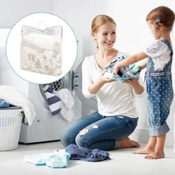 Wasnet voor wasmachine, 50 x 60 cm, waszak, groot met handvat, herbruikbare reis-waszak, hangende waszak, voor gevoelige mantels, blouse, beha, enz. (wit) — thumbnail 4