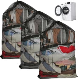 Grote Waszak voor Wasmachine - Zwart - 60 x 90 cm - Fijnmazige Waszak met Trekkoord - Voor Kleding, Beddengoed en Opberging — thumbnail 1