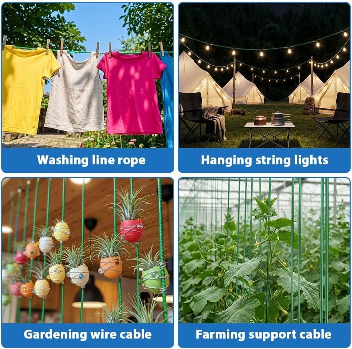 Waslijn caravan - Groen - 4 mm Diameter - PVC-gecoate Stalen Kern - Voor Buitengebruik en Tuin — afbeelding 1