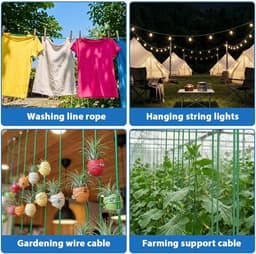 Waslijn caravan - Groen - 4 mm Diameter - PVC-gecoate Stalen Kern - Voor Buitengebruik en Tuin — thumbnail 1