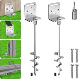 Grondanker - Zwart - 50 cm - Stalen Spiraalgrondanker met L-basis - Voor Camping en Tuinbevestiging — thumbnail 1