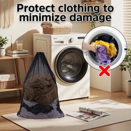 2 Pakken 70×90 cm Extra Grote Wasnetzakken met Trekkoord, Waszak met Trekkoord voor Wasmachine, Stevige Reistas voor Vies Kleding Waszak voor Kleding, Blouses, Ondergoed — thumbnail 5