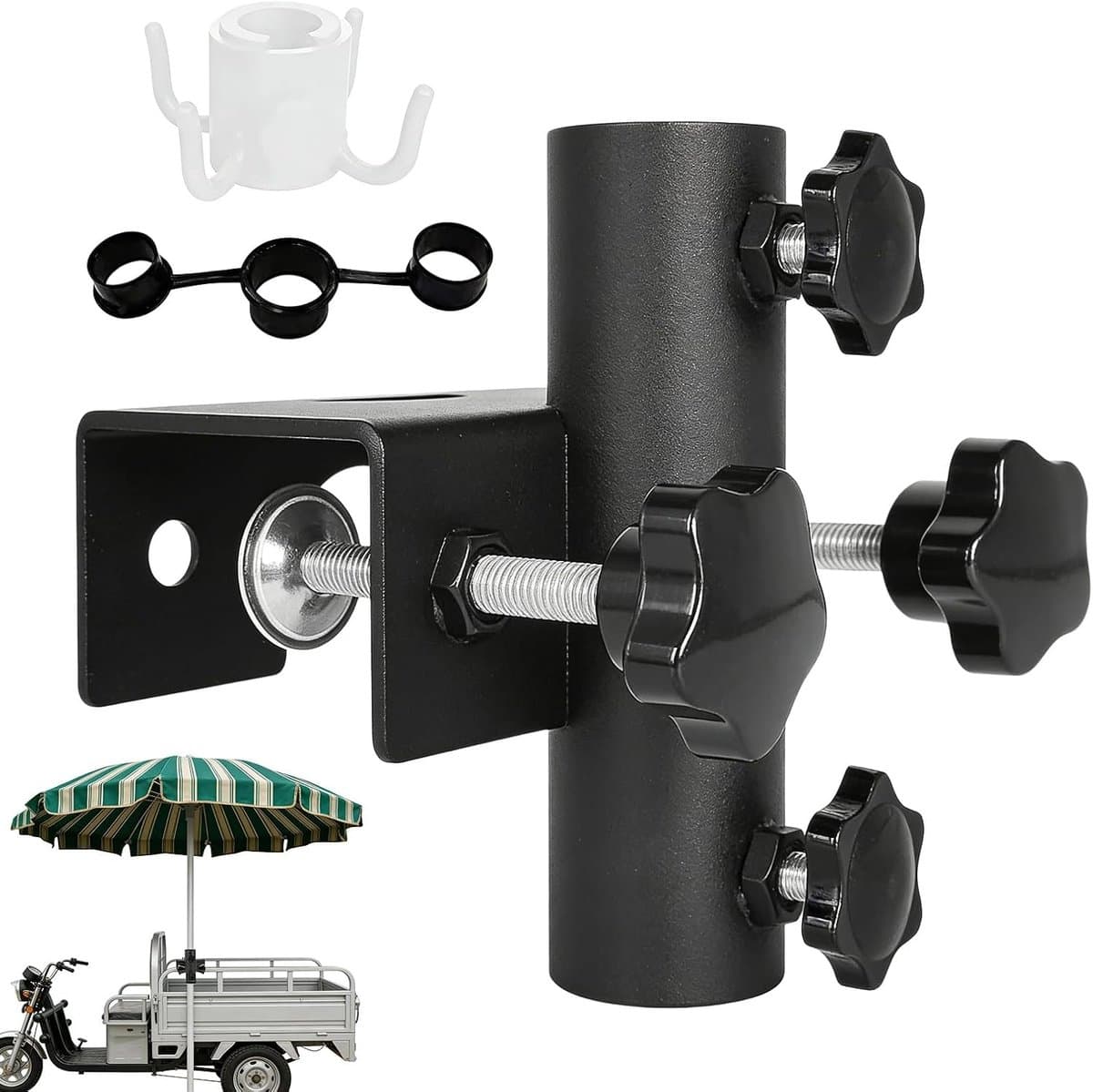 Parasolhouder voor balkon - Zwart - Ø 25-36 mm - Stalen Balkonparasolhouder - Voor Balkon en Terras — afbeelding 1