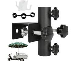 Parasolhouder voor balkon - Zwart - Ø 25-36 mm - Stalen Balkonparasolhouder - Voor Balkon en Terras