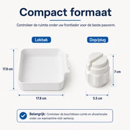 Bobypet - Wasmachine afvoerbak - Afvoerbak voor voorlader - Met dekselopener en geleidingslamellen - 3-delige set - Voor kelder, appartement, stacaravan en garage - 17,8 x 17,8 x 5 cm - Wit — thumbnail 2