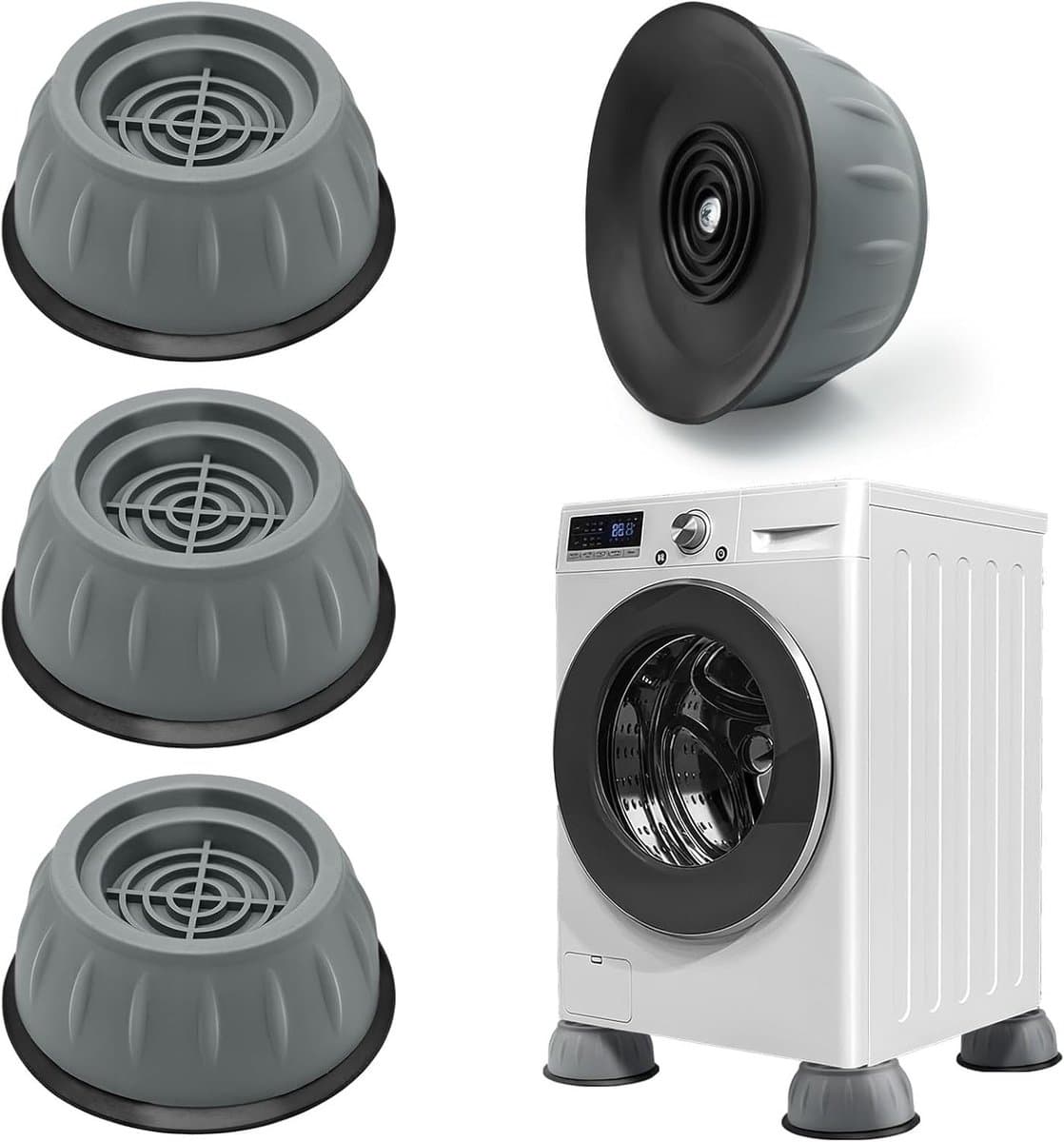 4 Stuks Antivibratie Voeten voor Wasmachine, Slipbestendige Steunen, Geluidsdempers voor Stabiliteit en Levensduur Verlenging — afbeelding 1