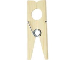 Houten Knijper - Grote Klem - Huishoudelijk Gebruik - Duurzaam Materiaal - 14 cm - Beige