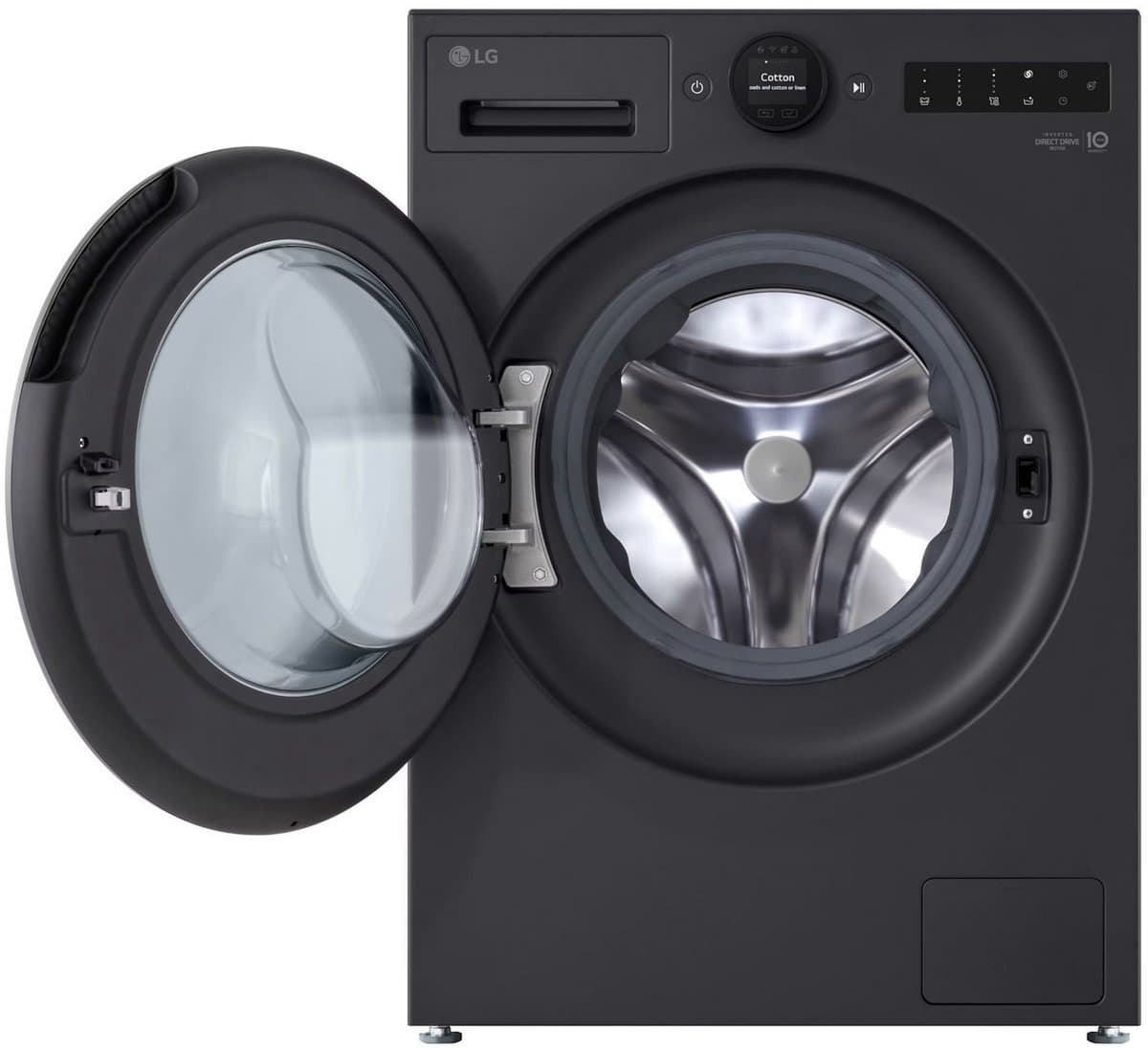 LG F4WX809YBA wasmachine 9 kg met AI DD™ voor betere stofverzorging, TurboWash360˚™ voor snel en grondig wassen in ca. 39 min, ezDispense™ voor automatisch doseren, Steam™ verwijdert allergenen en bacteriën, ThinQ™ slimme bediening. Energieklasse A. — afbeelding 1