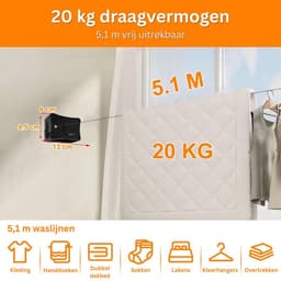 CRLYN® Waslijn Uittrekbaar - Drooglijn Oprolbaar - Roldrooglijn — thumbnail 5