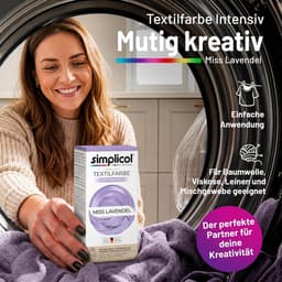 Simplicol Textielverf Intensief Miss Lavendel – Wasmachine Textielverf – 150 ml Vloeibare Verf + 400 g Fixeerpoeder met Zout – Kleding & Stoffen Verven – Tot 600 g Textiel — thumbnail 3