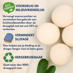 SnelShoppen - Droogballen van Wol XL [6-pack] – Natuurlijke Herbruikbare Wasverzachter, Vermindert Kreukels en Droogtijd, Milieuvriendelijk Alternatie — thumbnail 2