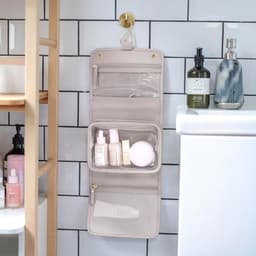 Thijox - Kleine Hangende Waszak Taupe, Opbergzak voor Kleding, Wasgoed, Handdoeken, Compact en Ruimtebesparend, Ideaal voor Badkamer, Kampeer- en Thui — thumbnail 3